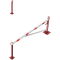 Swing barrier | with bracing tube and | pull rope reinforcement | to be fixed by plugs, hot-dip galvanized and red coated with white reflecting rings | Barrier arm length: 3000 mm | for padlock